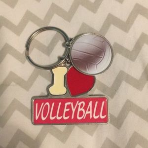sliver volleyball key chain